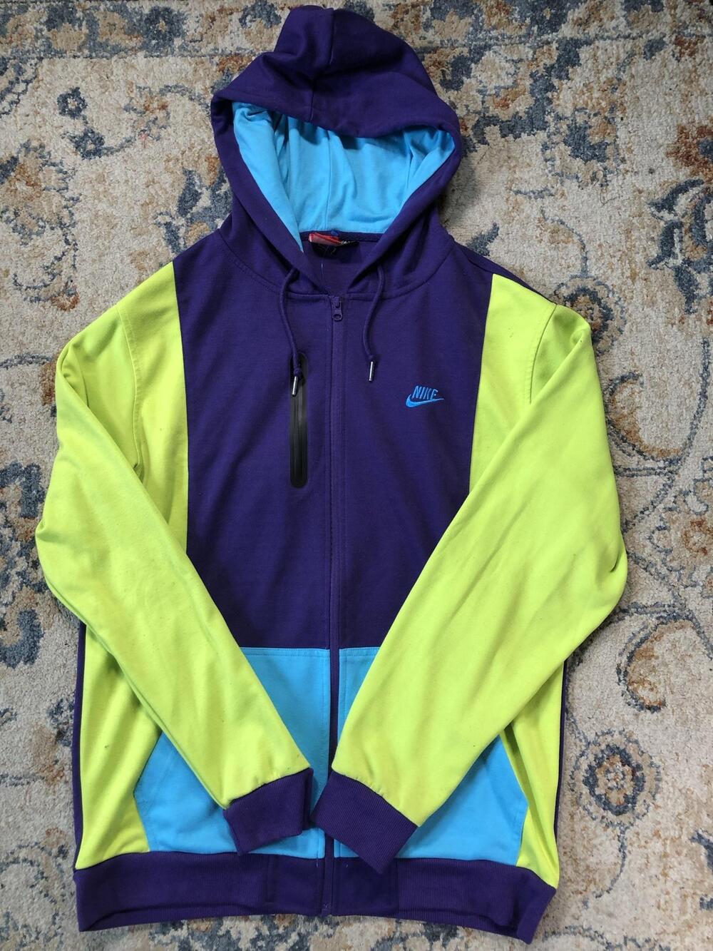 Nike Hoodie Sweatshirt Mens 2XL Multicolor Full Zip Fleece Colorblock Logo